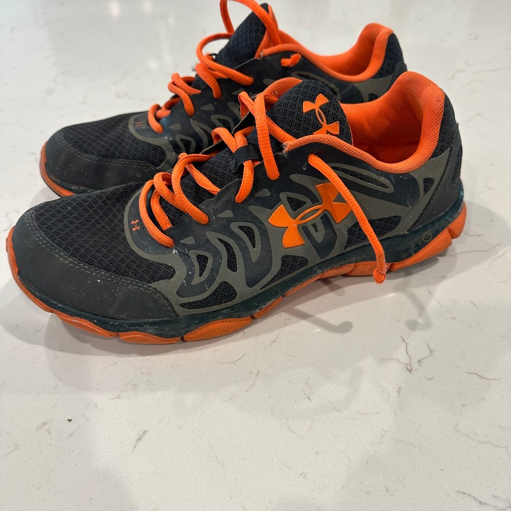 Under Armour Micro G Black Orange Running Shoes Mens 9 1245158-029